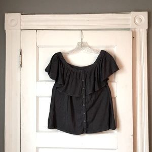 Gray soft off the shoulder top